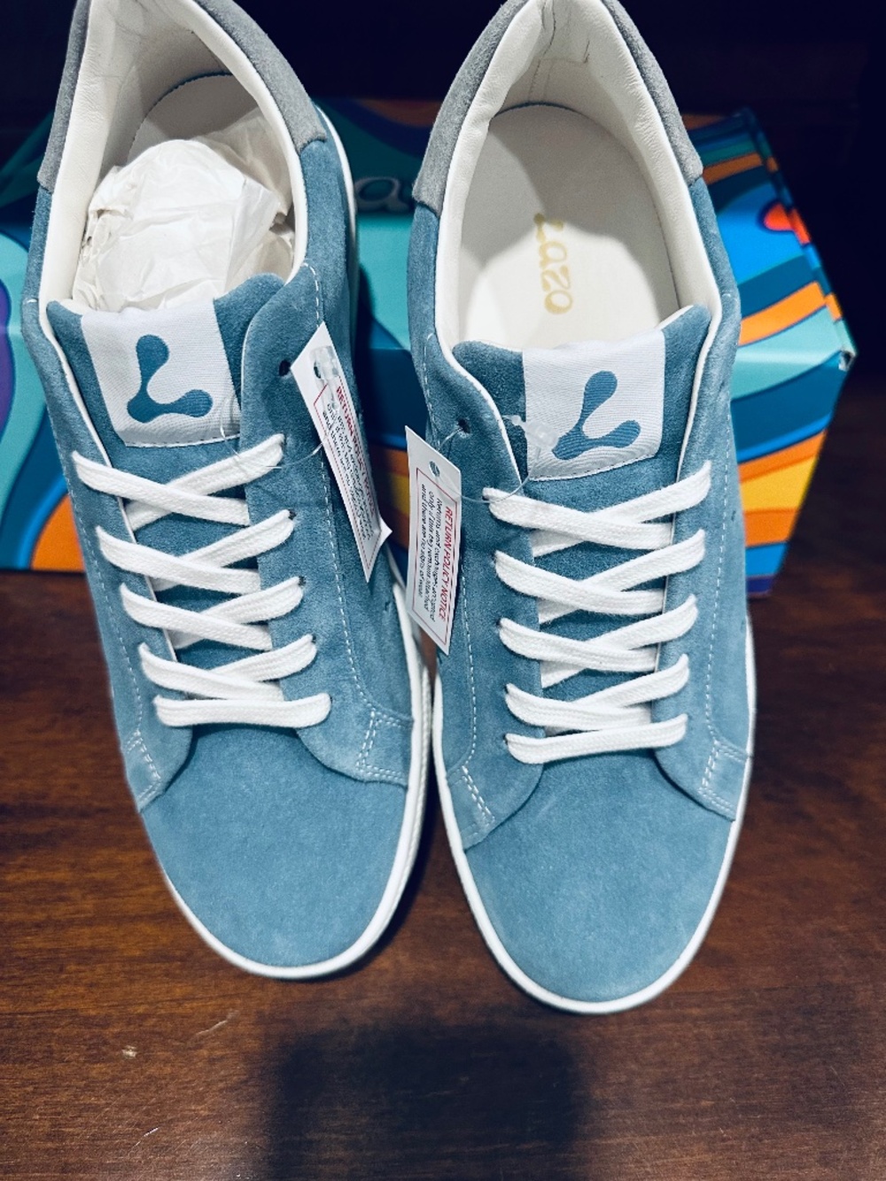 ✨ NWT LAZO HALO SNEAKERS ✨Aquamarine Blue / Smokey Quartz Grey 💙🩶 Size 7W 5.5